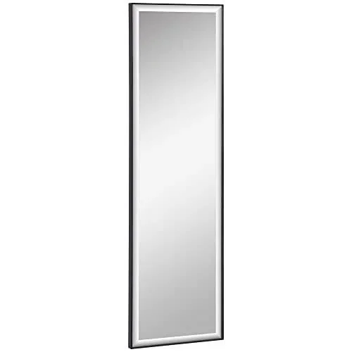 Miroir Mural dim. 120L x 35l cm – Film sécurité Anti déflagrant, système Attache Inclus – Cadre Alliage alu. Noir