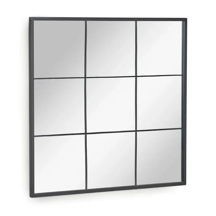 Miroir mural en métal noir Ulrica 80 x 80 cm