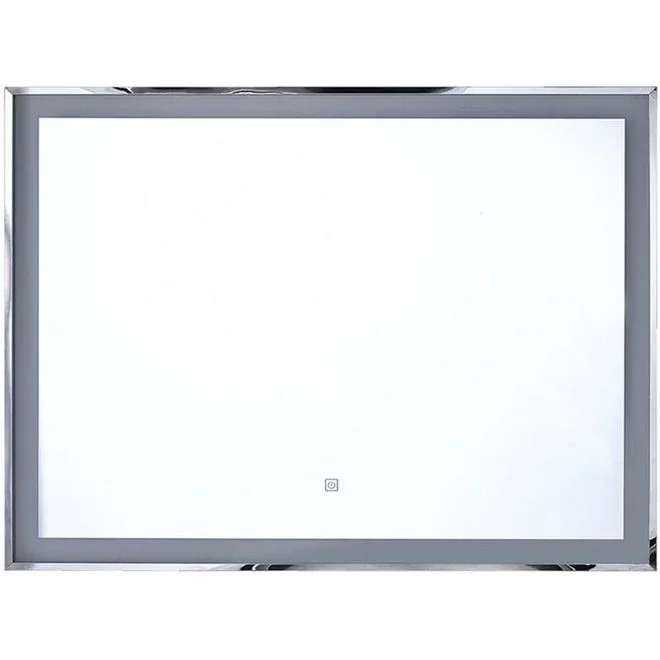Miroir Mural Lumineux de Forme Rectangulaire avec Cadre Fin Argenté et Éclairage led sur le Pourtour 90 x 70 cm pour Salle de Bain Beliani