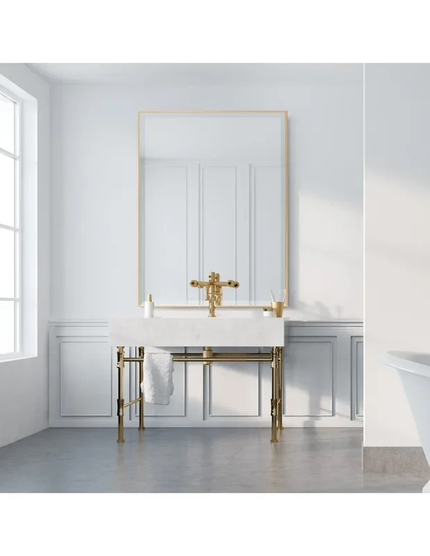 Miroir Mural Rectangulaire 62 x 92 cm Cadre Doré Miroir Moderne