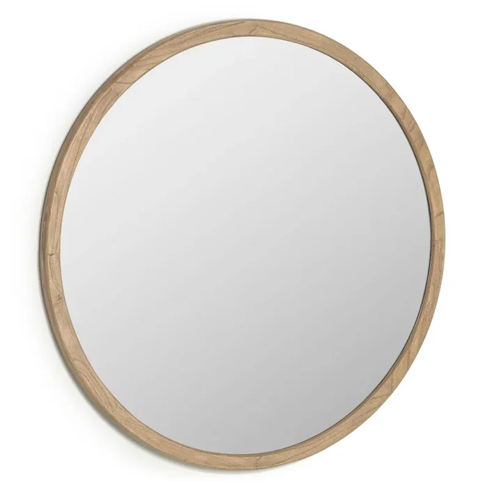 Miroir rond en alun en bois massif mindi 100 cm