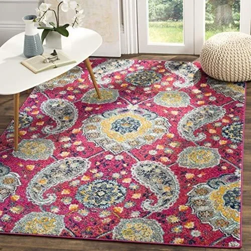 Mischa Tapis, Polypropylène, Fuchsia/Or., 5 1 x 7 6 Pink