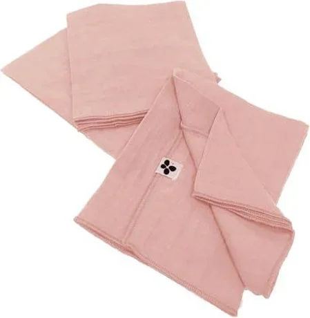OUREA – Lot de 3 Serviettes 40x40cm Gaze de Coton Rose Pêche