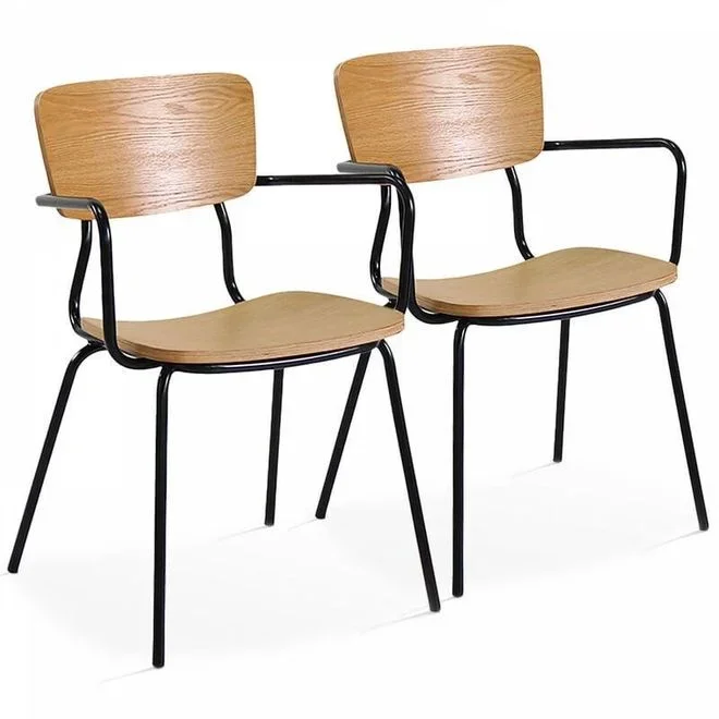 Oviala – Lot de 2 chaises avec accoudoirs en bois