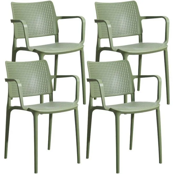 Oviala – Lot de 4 chaises de terrasse en plastique vert cactus