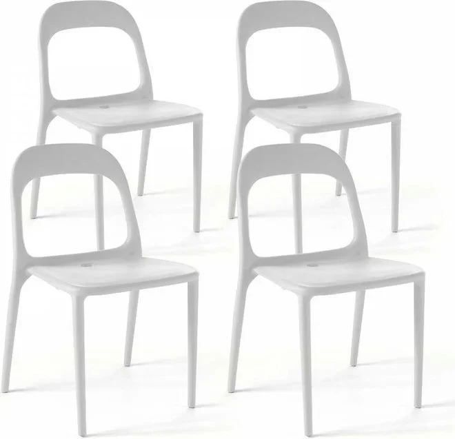 Oviala – Lot de 4 chaises en plastique blanc