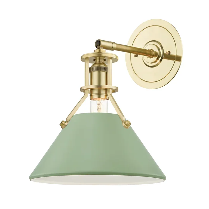 Painted No.2 Wall Sconce – Aged Brass/Leaf Green Combo