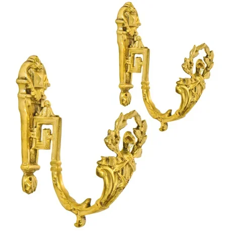 Paire de porte-embrasse en bronze « Couronne laurier »