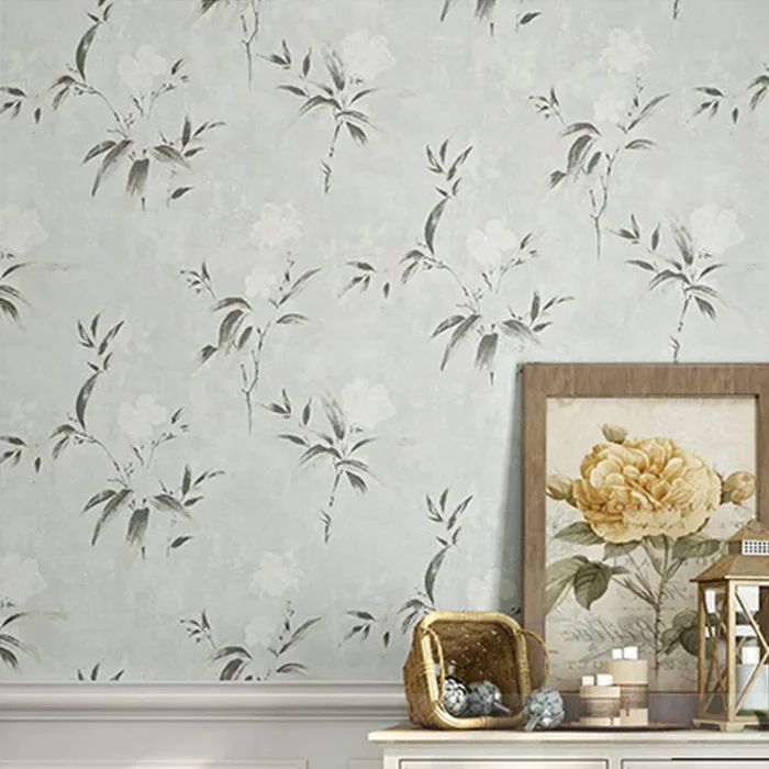 Papier peint décoratif non tissé jaune chaud à motif de fleurs denses, 20,5 po de largeur x 33 pi de longueur