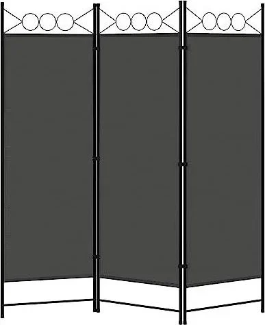 Paravent, Cloison de Séparation Intérieur, Paravent Pliable à 3 Panneaux, pour Intérieur, Extérieur, Salon, Chambre, Bureau, Terrasse, 167×172 cm, Gri Gris