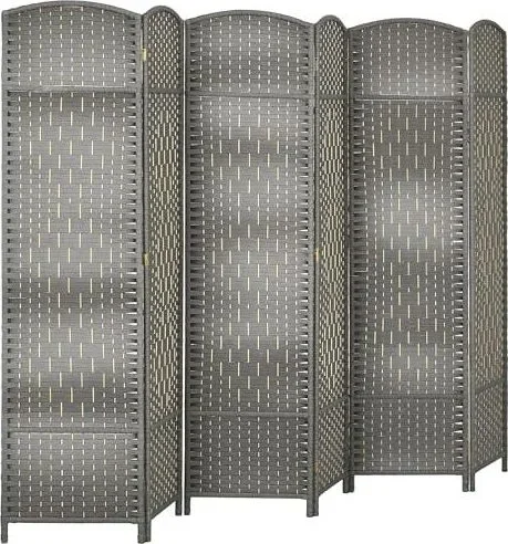 Paravent intérieur en Bois, 6 Panneaux, 270 x 180 cm, séparateur de pièce Pliable, pour Salon, Chambre à Coucher, Maison, Gris mélangé