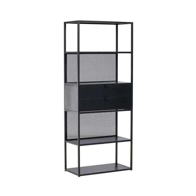 Paris Prix – tagère 4 Niveaux en Métal Santiago 185cm Noir