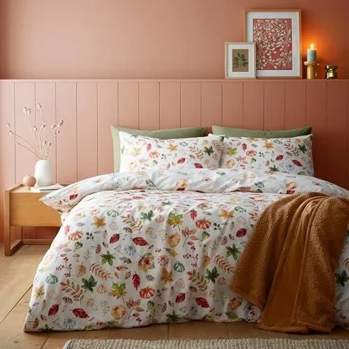 Parure de lit Double réversible avec taies doreiller Motif citrouilles dautomne Orange