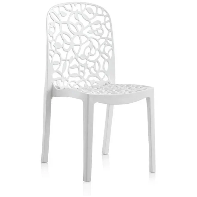 Pegane – Lot de 6 chaises de jardin empilables en résine coloris blanc – Longueur 47 x Profondeur 50 x Hauteur 87 cm