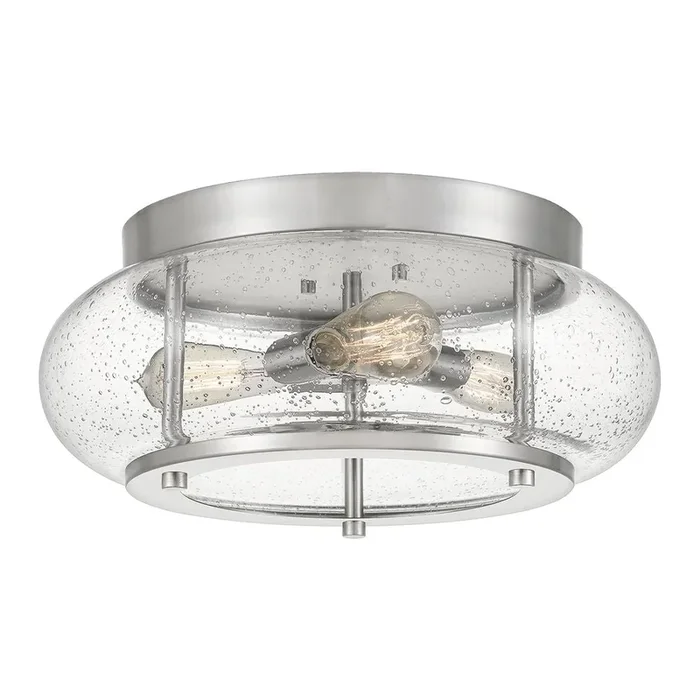 Plafonnier Quoizel (QZ-TRILOGY-FM-BN) Trilogy métal, verre grainé E27 3 ampoules