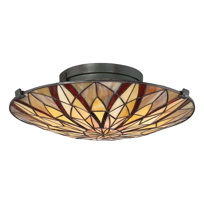 Plafonnier Quoizel (QZ-VICTORY-SF) Victory verre tiffany E27 2 ampoules