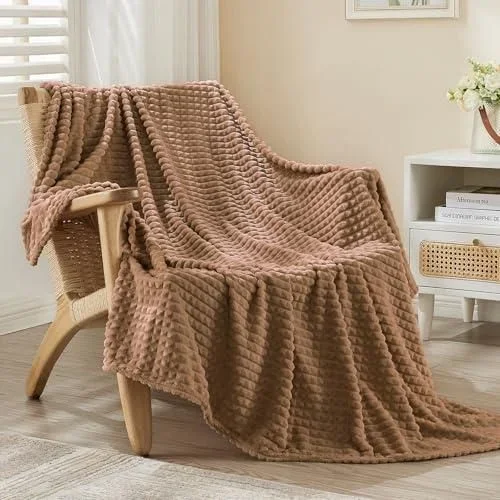 Plaid Couverture Douillette, Grande, 200 x 230cm, Plaid Polaire Flanelle, Douce, Chaude, Jeté de Canapé, Couverture Doux, Marron