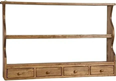 Plate-Forme étagère Murale Bois 107,5 x 18,5 x 68 cm | Étagère de Cuisine Murale Finition Naturelle | Étagère Murale Made in Italy Marron