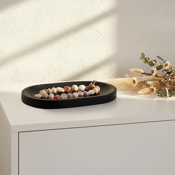 Plateau déco en bois de manguier 30x20cm – noir