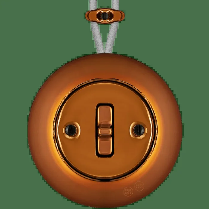 PORCELAIN ROUND SURFACE MOUNTED TOGGLE BUTTON SWITCH BRONZE