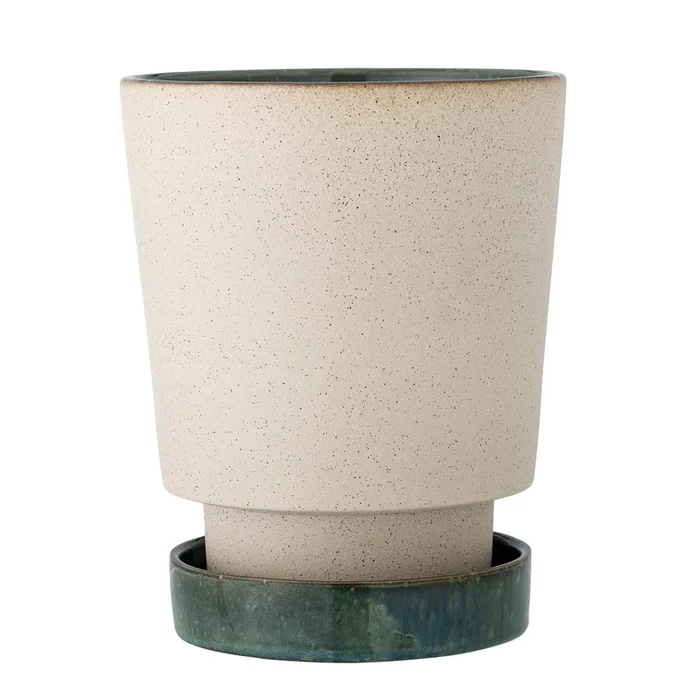Pot de fleur Idril avec soucoupe, naturel, faïence
