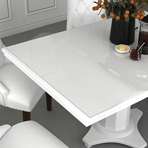 Protecteur de Table Film de Protection de Meubles Nappe Couverture de Table de Salle à Manger Imperméable Transparent 90×90 cm 1,6 mm PVC