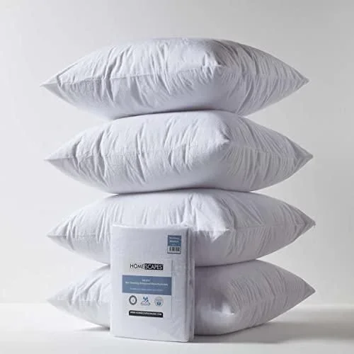 Protège-Oreiller imperméable en Tissu éponge 65×65 cm, sous taie dOreiller, Lot de 4 Blanc