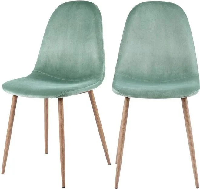 Rendez-vous Déco – Lot de 2 chaises en velours vert deau – fredrik