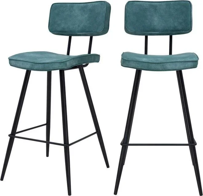 Rendez-vous Déco – Lot de 2 chaises pour îlot central 66 cm en cuir synthétique bleu – texas