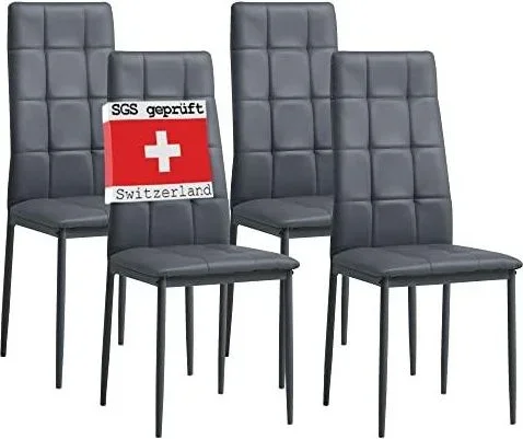 Rimini Lot de 4 chaises, Gris, testées SGS
