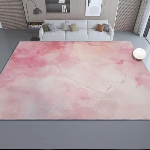 Rose Tapis de Salon Chambre, Onirique Romantique Aquarelle Lavable en Machine Super Doux Antidérapant Tapis 100 x 150 cm – Poils Ras Doux pour Salle à