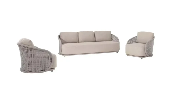 Salon de jardin aluminium et corde Amora – Gescova