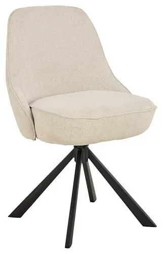 Sarah Colli Lot de 2 chaises de Salle à Manger en Tissu Beige, Structure 4 étoiles, Structure en Acier revêtu par pulvérisation, Fonction rotative et