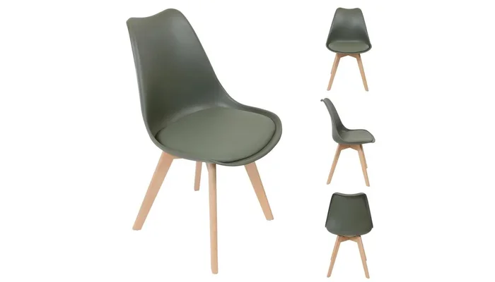SCANDINAVE – Chaise de séjour assise rembourrée kaki
