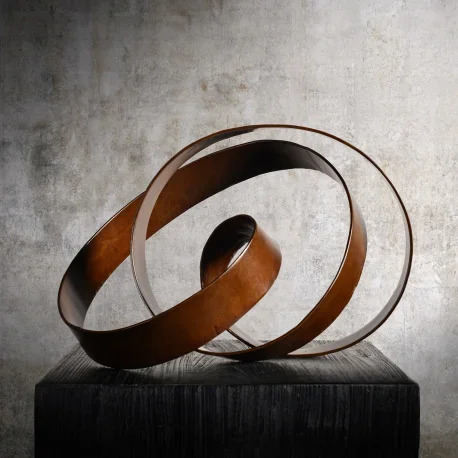 Sculpture ruban infini couleur bronze en métal