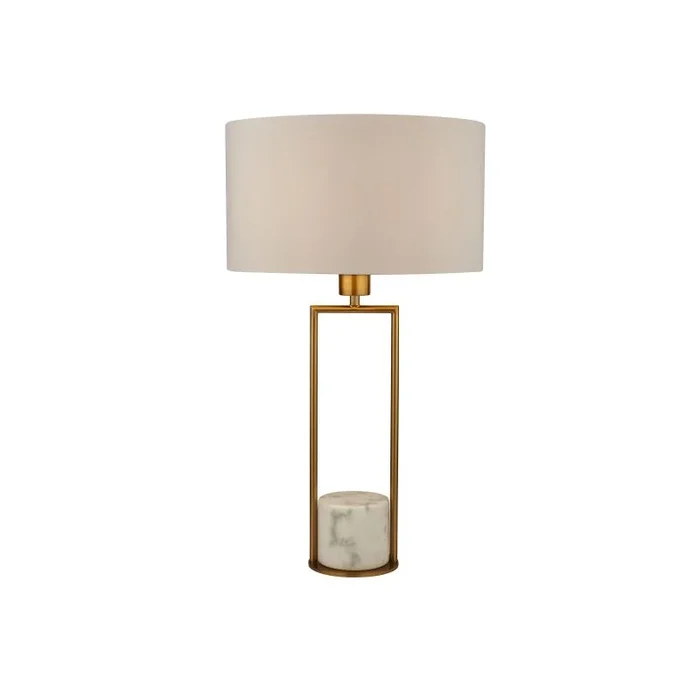 Searchlight – lampe à poser – Ø 35 x 62 cm – blanc et or
