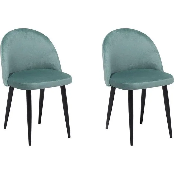Set 2 Chaises Tapissées en Velours Vert de Qualité Confort dAssise Optimal et Élégance pour Salle à Manger Rétro Glamour Beliani