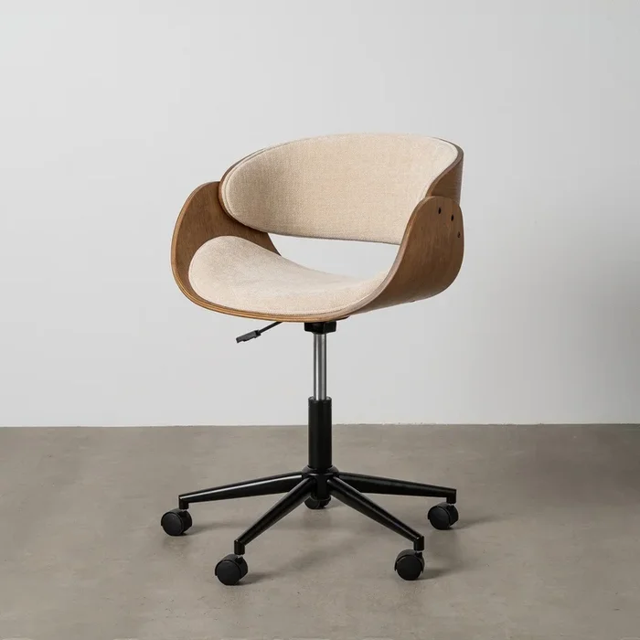 Silla de estudio madera tapizadaWood Crema 59 x 88-100x 64 cm