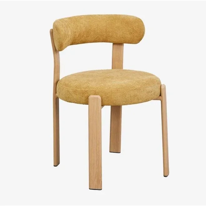 Sklum – Pack de 2 chaises de salle à manger en tissu chenille Jolie Marron Bois Naturel