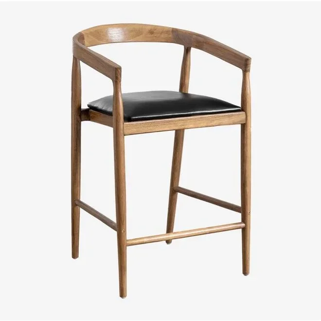 Sklum – Tabouret haut en cuir Visby (70 cm) Noir
