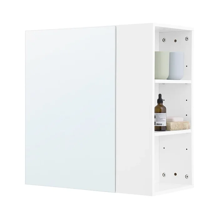 SoBuy BZR184-W Armoire Murale avec Miroir, Placard de Rangement Suspendu avec Miroir Salle de Bain