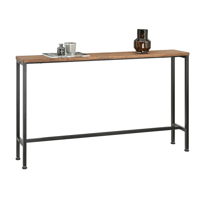 SoBuy FSB19-N Table Console Étroite, Table d’Appoint, Bout de Canapé, Table d’Entrée, Cadre et 4 Pieds en Fer, pour Salon, Entrée, Couloir, Intustriel, L120xP20xH65 cm