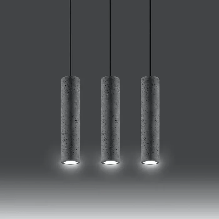 Sollux Lighting Spots suspendus de plafond Luvo 3L, béton GU10