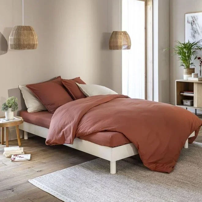 Sommier kit en bois massif blanc cassé 140×200