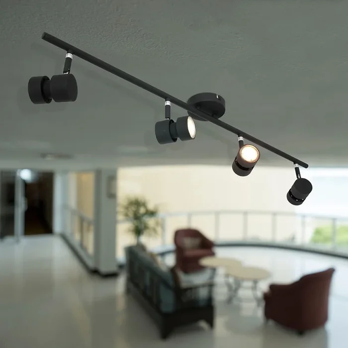 Steinhauer Natasja LED 4L plafonnier monorail noir GU10, L 90cm
