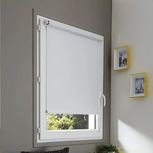 Store Enrouleur occultant sans percer – Blanc – L111 x H170cm