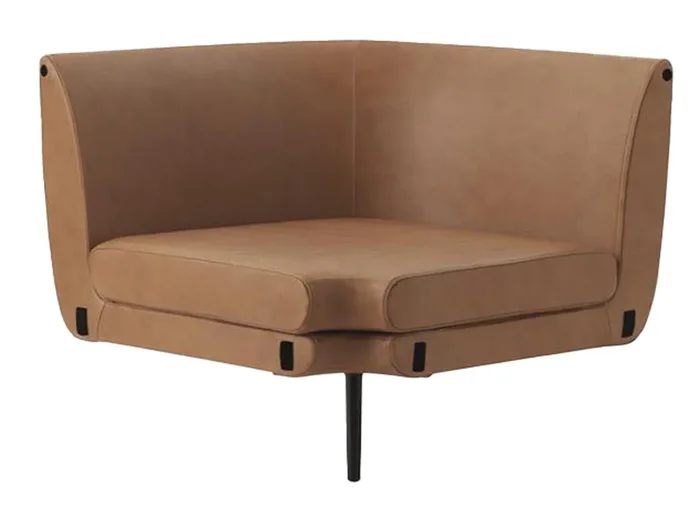 Sum Sofa modulaire 150 Coin, aluminium noir, ultra en cuir