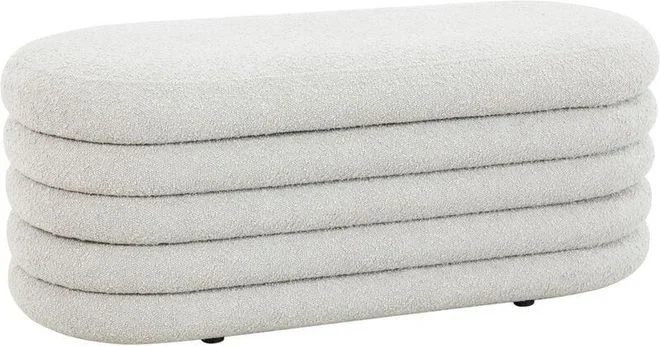 Svita – blossom xl Pouf avec espace de rangement Pouf Ottomane Revêtement Bouclé Blanc