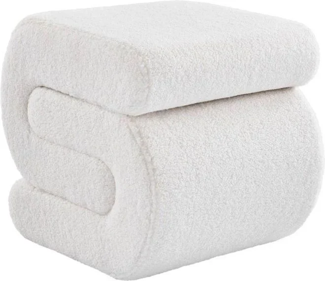 Sweeek – Tabouret / pouf design revêtement bouclette crème 1 place l 43 x p 47 x h 44cm – Sasha