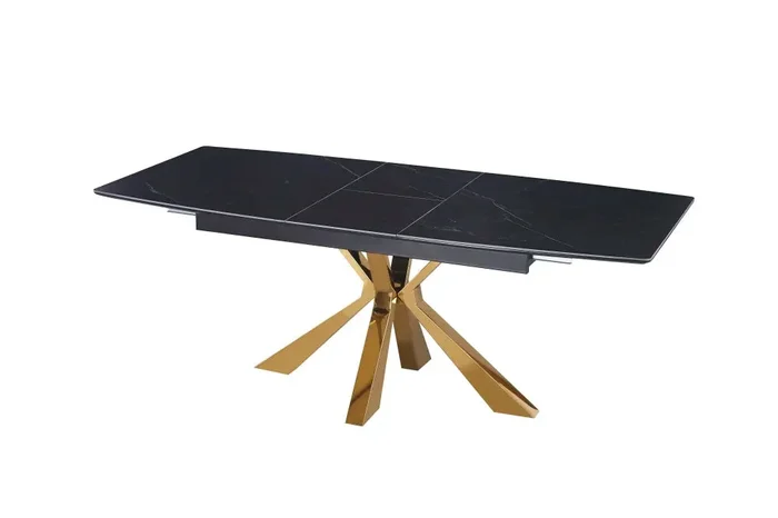 Table à manger extensible Gold – plateau Céramique Marbré noir – BIANCA